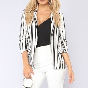 Black and white striped blazer